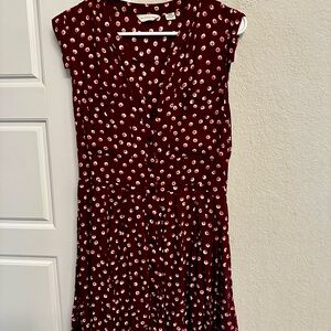 Anthropologie Burgundy and White dress